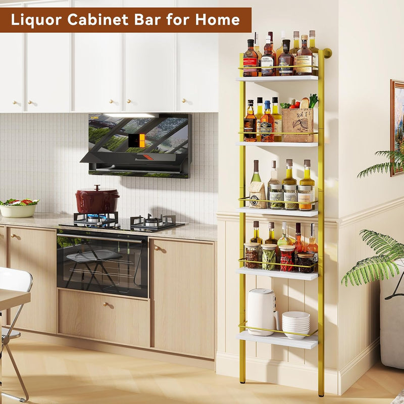 5-Tier Freestanding Wine Racks Liquor Shelf Vintage