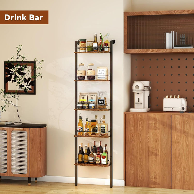 5-Tier Freestanding Wine Racks Liquor Shelf Vintage