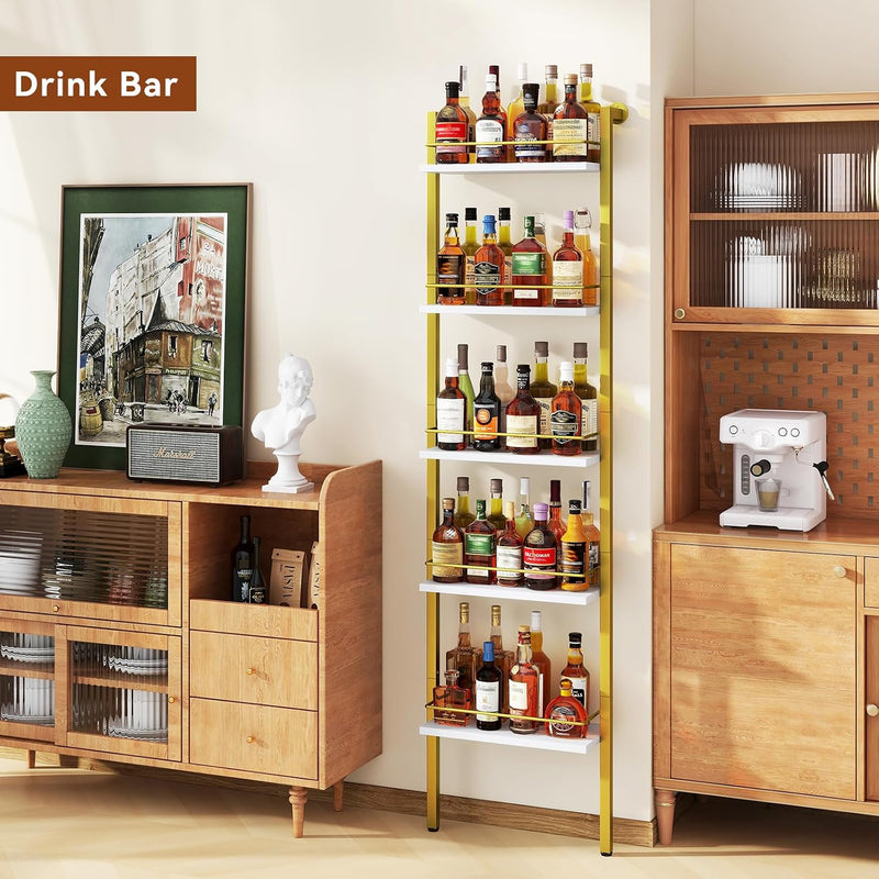 5-Tier Freestanding Wine Racks Liquor Shelf Vintage