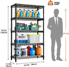 5-Tier Heavy Duty Garage Shelving Unit 180x90x30CM