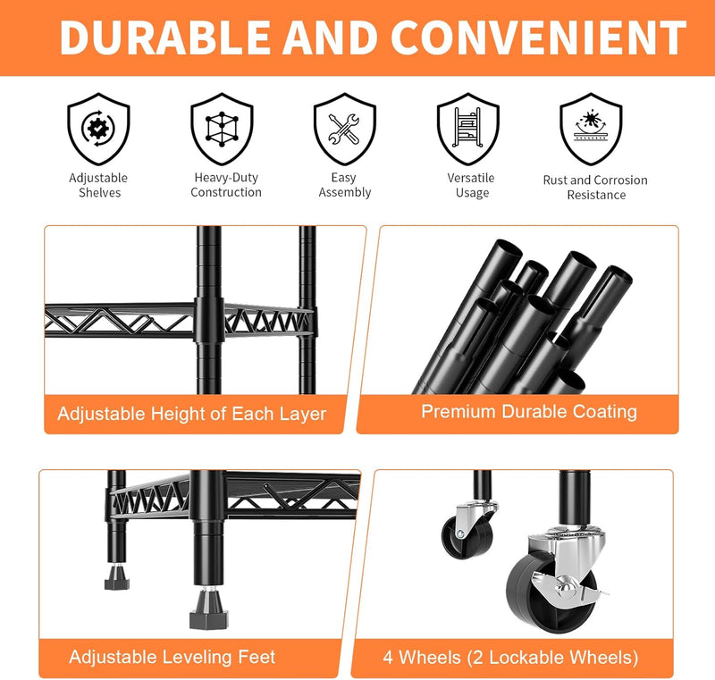 5-Tier Heavy Duty Metal Shelving Unit
