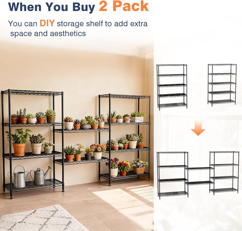 5-Tier Heavy Duty Metal Shelving Unit
