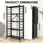 5-Tier Heavy Duty Storage Shelves with Wheels 156CM