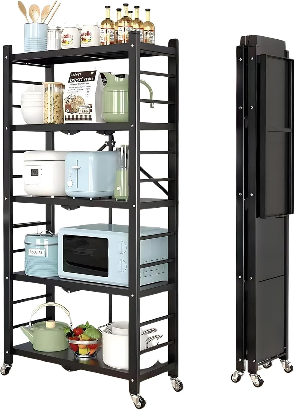 5-Tier Heavy Duty Storage Shelves with Wheels 156CM