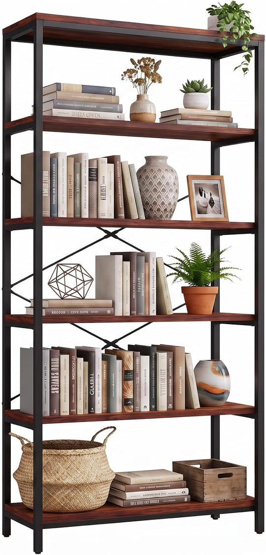 5 Tier Industrial Bookshelf Vintage Standing Storage Shelf
