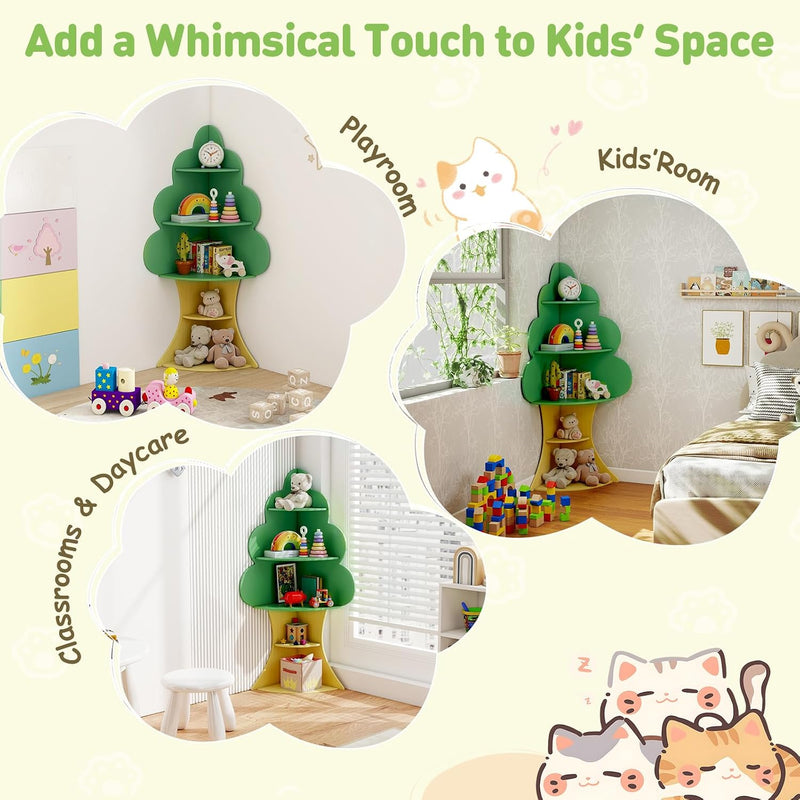 5-Tier Kids Bookcase Wooden Children Bookshelf