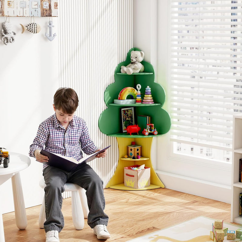 5-Tier Kids Bookcase Wooden Children Bookshelf