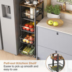 5-Tier Kitchen Storage Trolley Pull-Out Fruit Basket Stand