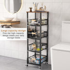5-Tier Kitchen Storage Trolley Pull-Out Fruit Basket Stand