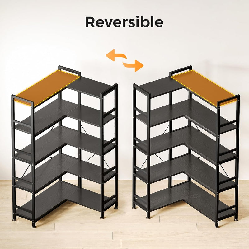 5-Tier L-Shape Corner Bookcase 145.5CM