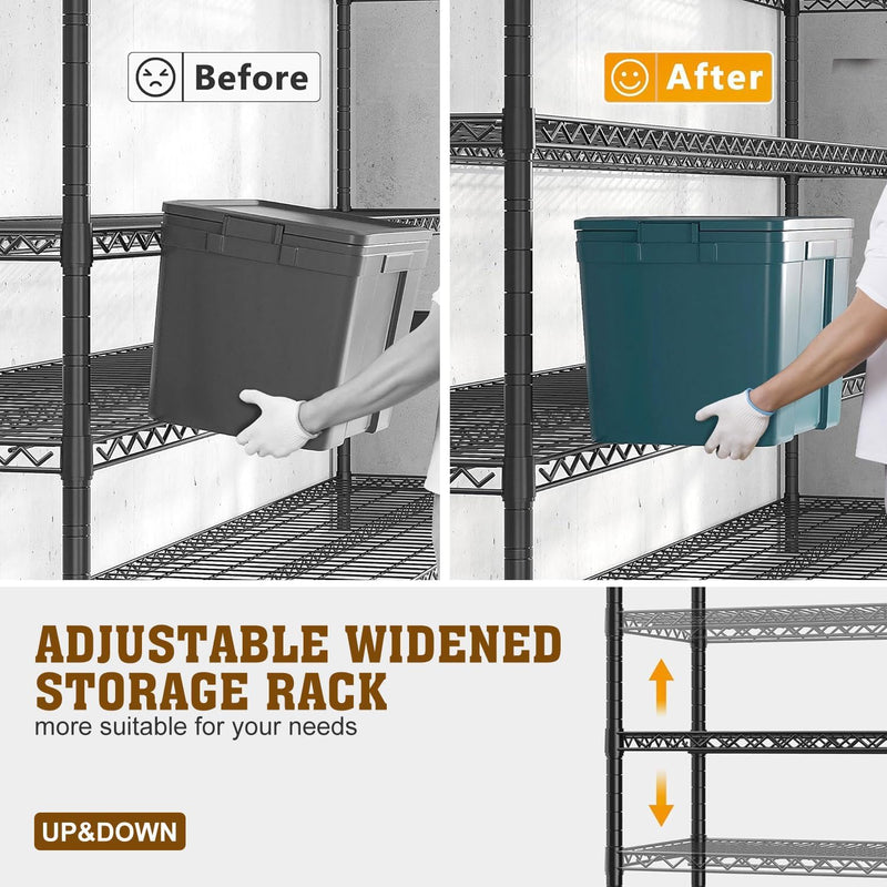 5-Tier Metal Shelving Unit Adjustable