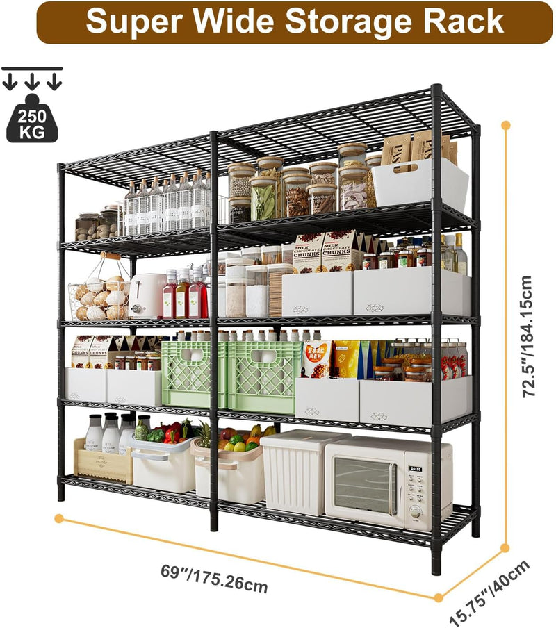 5-Tier Metal Shelving Unit Adjustable