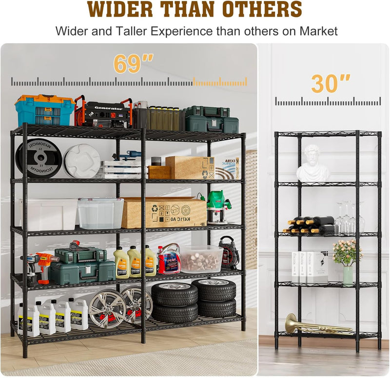 5-Tier Metal Shelving Unit Adjustable