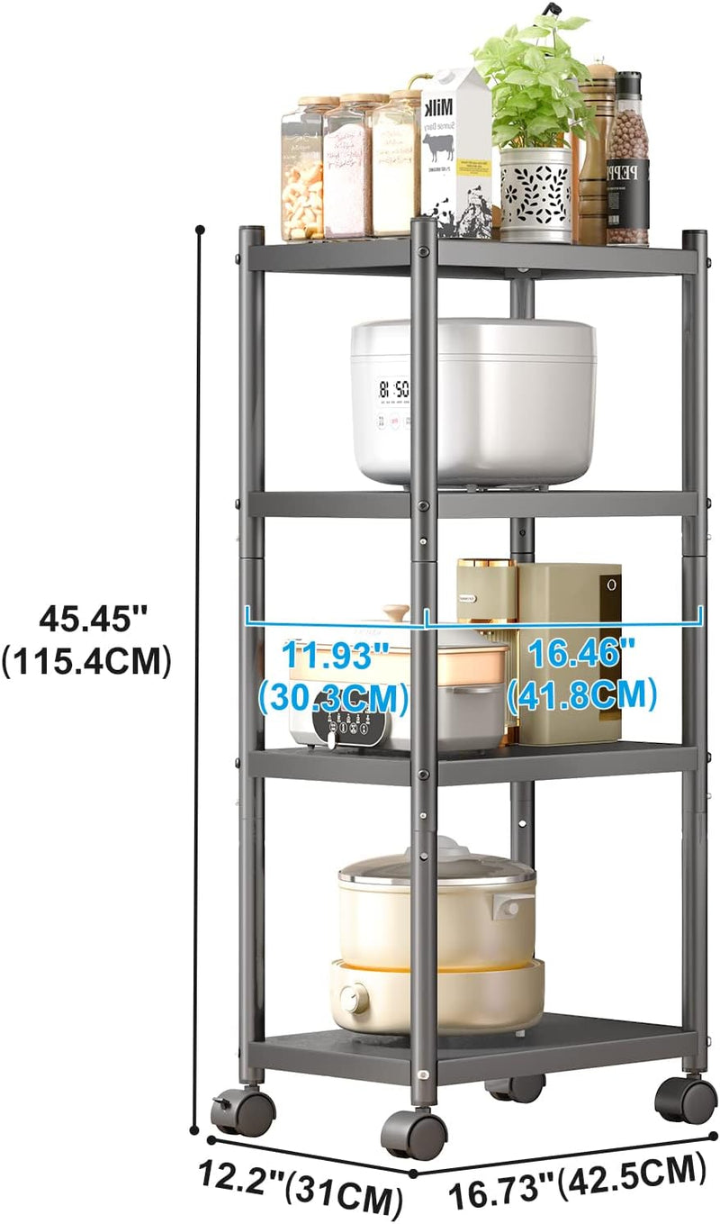 5 Tier Metal Shelving Unit 360° Swivel Wheels