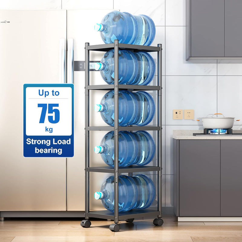 5 Tier Metal Shelving Unit Swivel Wheels