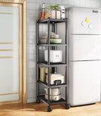 5 Tier Metal Shelving Unit Swivel Wheels
