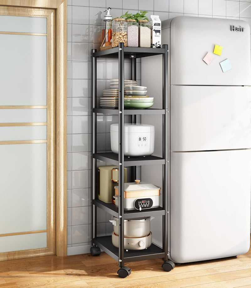 5 Tier Metal Shelving Unit Swivel Wheels