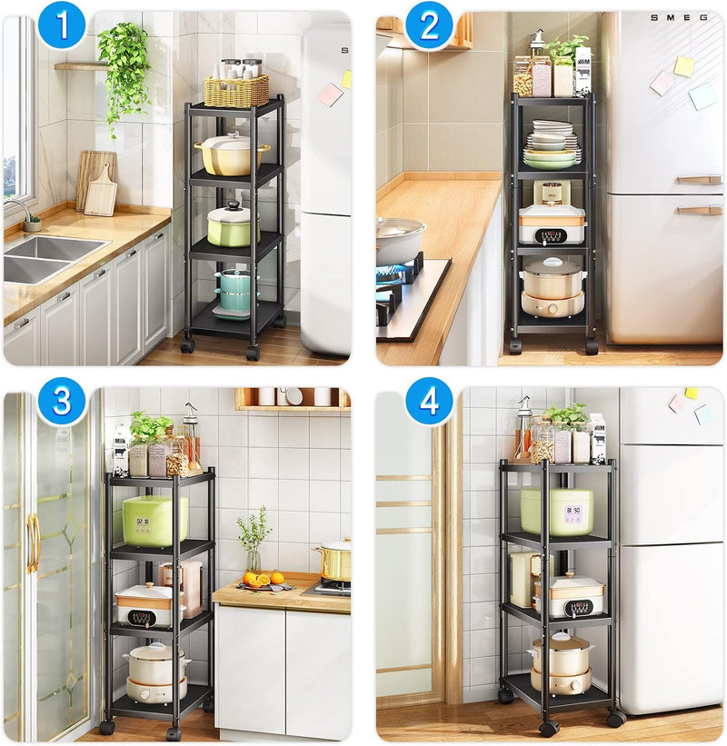 5 Tier Metal Shelving Unit 360° Swivel Wheels