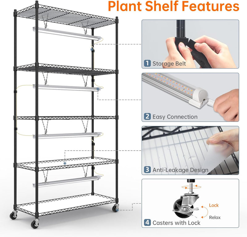 5-Tier Plant Shelf with Grow Light