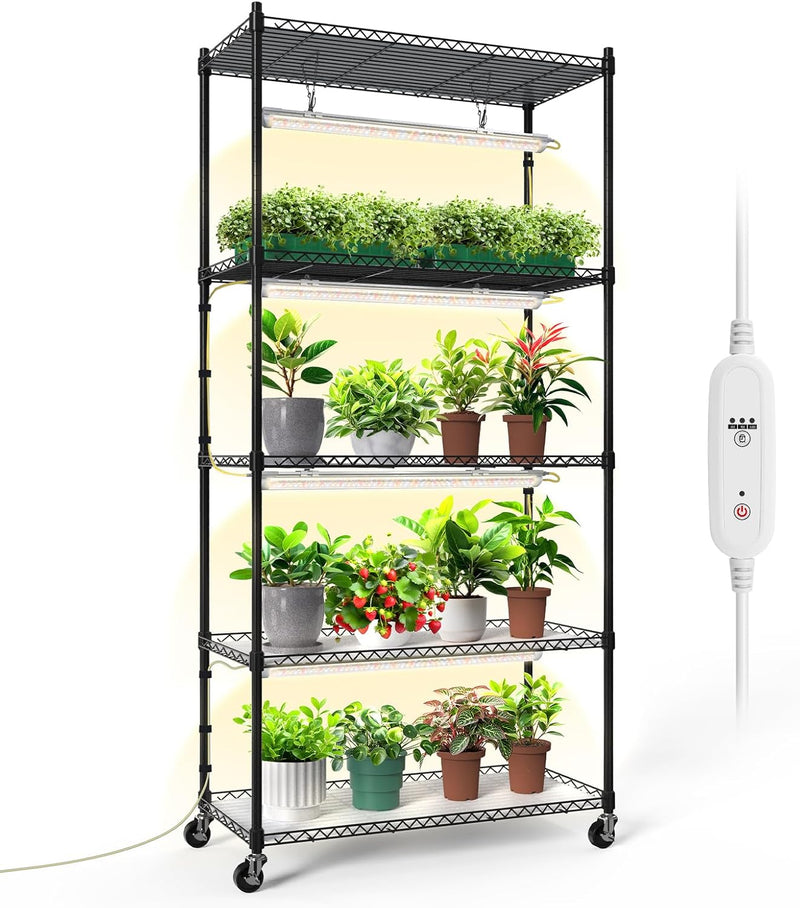 5-Tier Plant Shelf with Grow Light
