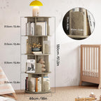 4-Tier Rotating Bookshelf Storage Rack Oak Colour