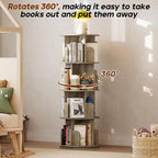 4-Tier Rotating Bookshelf Storage Rack Oak Colour