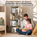 4-Tier Rotating Bookshelf Storage Rack Oak Colour