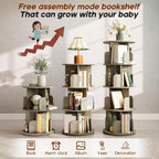 4-Tier Rotating Bookshelf Storage Rack Oak Colour