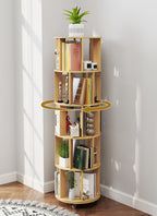 5 Tier Rotating Bookcase Original Wood Colour