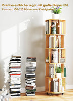 5 Tier Rotating Bookcase Original Wood Colour