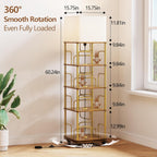 4-Tier Rotating Bookshelf Storage Rack Oak Colour Round