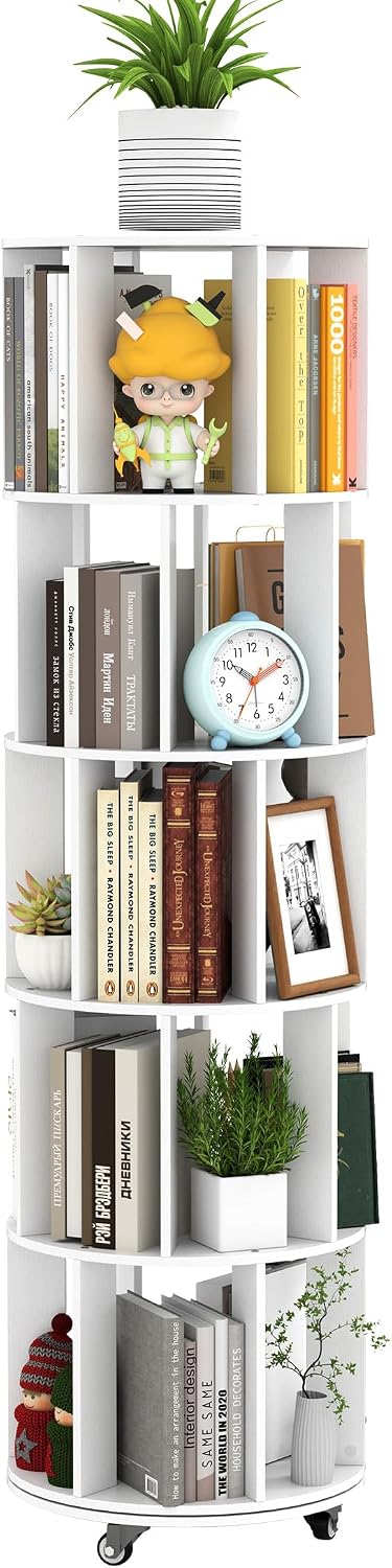 5 Tier Rotating Bookshelf