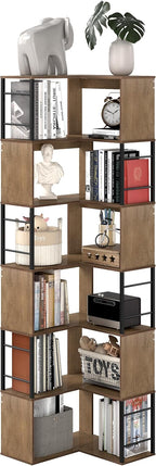 4-Tier Rotating Bookshelf Storage Rack Oak Colour Round