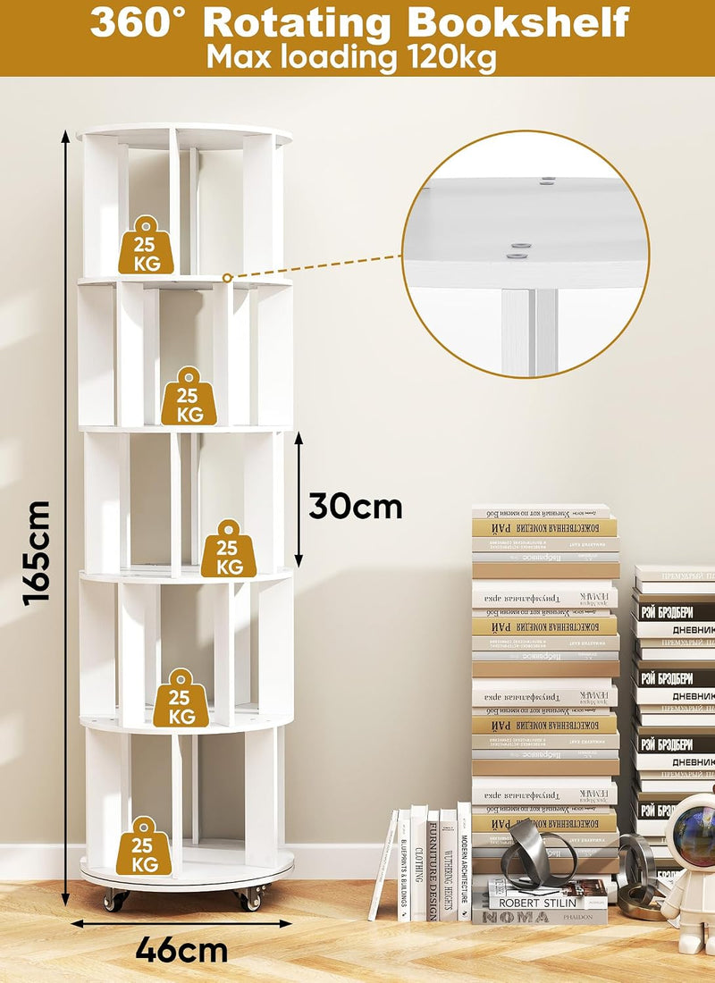 5 Tier Rotating Bookshelf