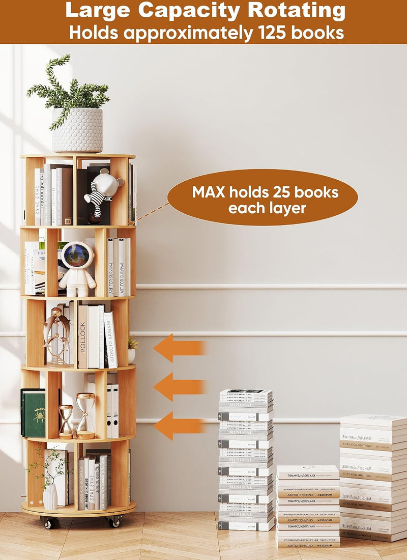 5 Tier Rotating Bookshelf