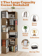 4-Tier Rotating Bookshelf Storage Rack Oak Colour Round