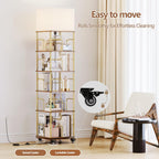 4-Tier Rotating Bookshelf Storage Rack Oak Colour Round