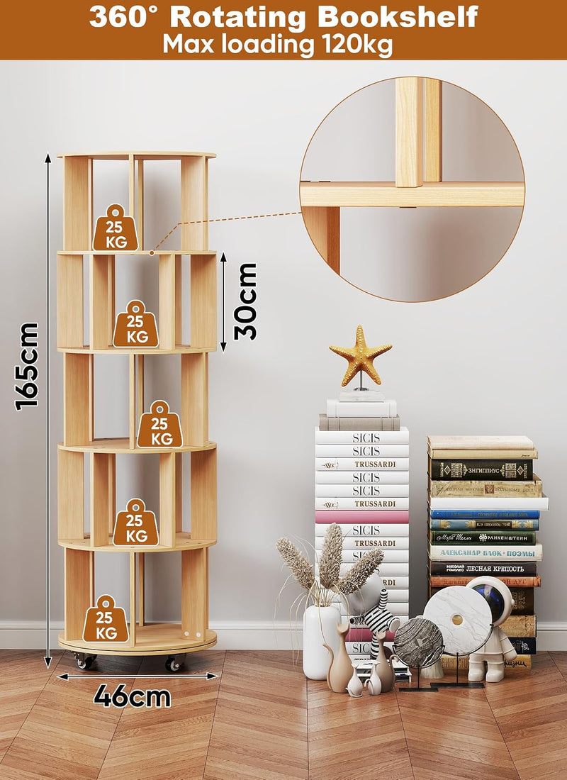 5 Tier Rotating Bookshelf