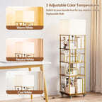 4-Tier Rotating Bookshelf Storage Rack Oak Colour Round