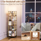 4-Tier Rotating Bookshelf Storage Rack Oak Colour Round
