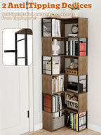 4-Tier Rotating Bookshelf Storage Rack Oak Colour Round