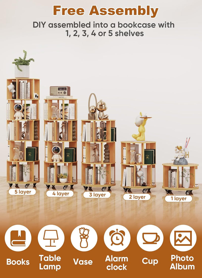 5 Tier Rotating Bookshelf