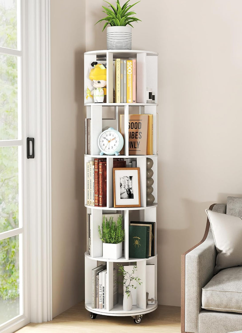 5 Tier Rotating Bookshelf