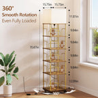 4-Tier Rotating Bookshelf Storage Rack Oak Colour Round