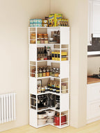 4-Tier Rotating Bookshelf Storage Rack Oak Colour Round