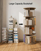 4-Tier Rotating Bookshelf Storage Rack Oak Colour Round