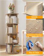 4-Tier Rotating Bookshelf Storage Rack Oak Colour Round