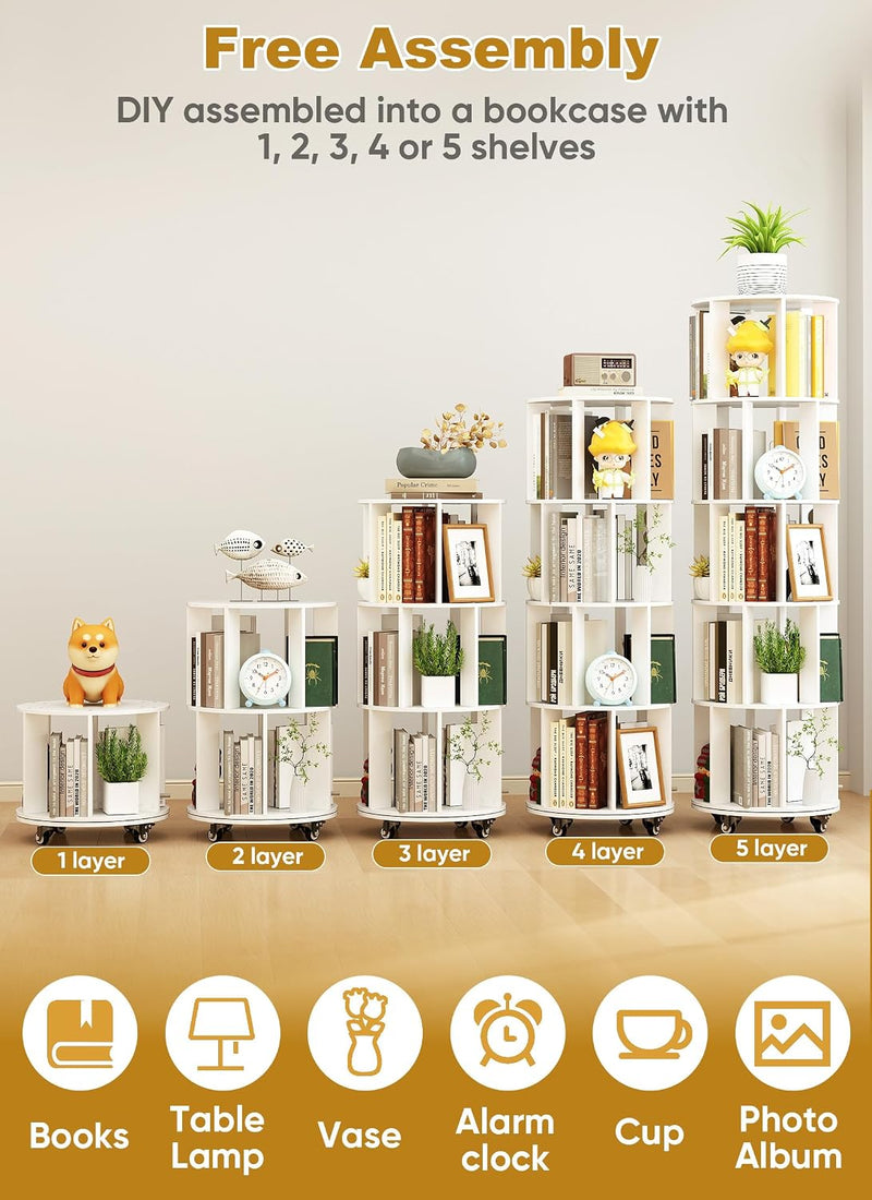 5 Tier Rotating Bookshelf