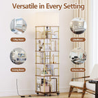 4-Tier Rotating Bookshelf Storage Rack Oak Colour Round