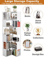 4-Tier Rotating Bookshelf Storage Rack Oak Colour Round